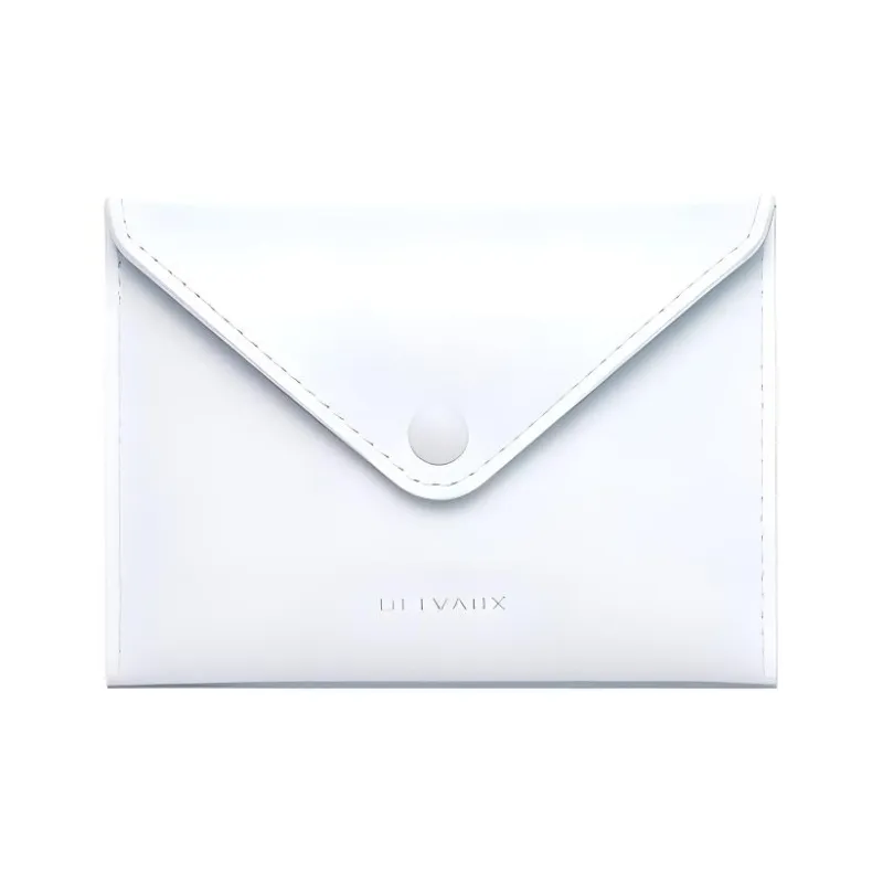 Delvau Magritte Smooth Box Calfskin One Shoulder Crossbody Clip on Wallet Small Size Unisex White-1