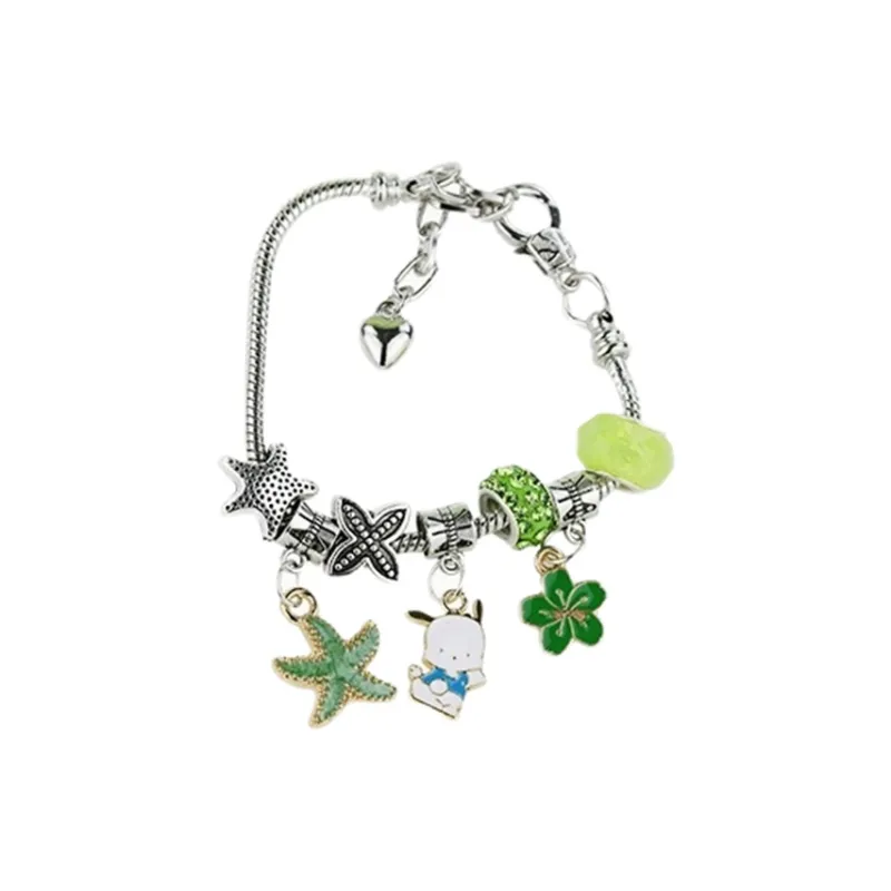 Sanrio Characters Pochacco Cinnamoroll Trendy Metal Beaded Bracelet Fashion Versatile Students Alloy Bracelet Hand Rope-3