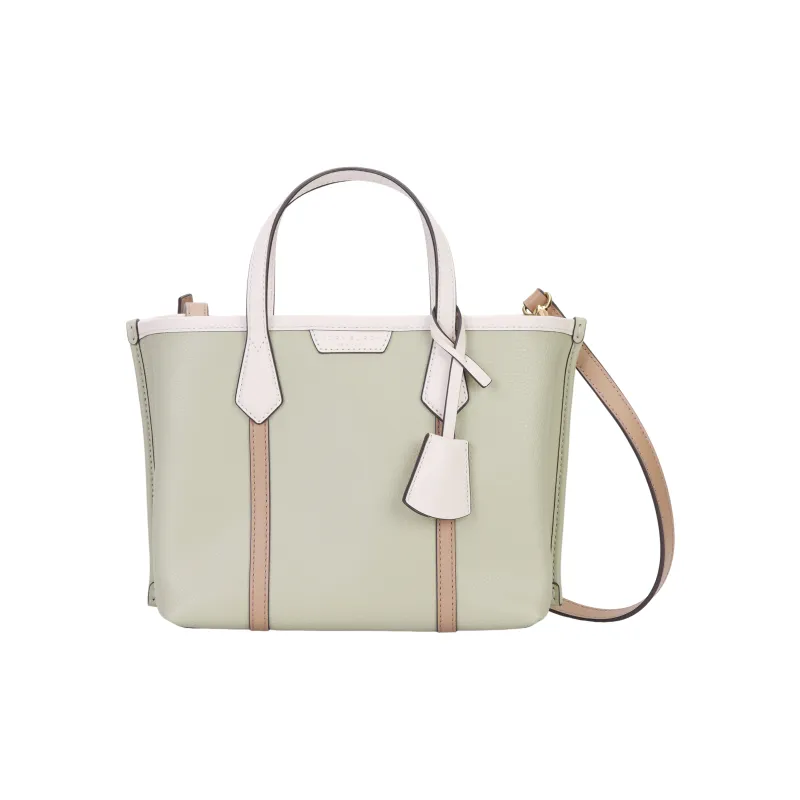 TORY BURCH Perry Leather Tote Bag, Shopping Bag, Shoulder Bag, Crossbody Bag, Handbag Trumpets Women's Light Pistachio-0