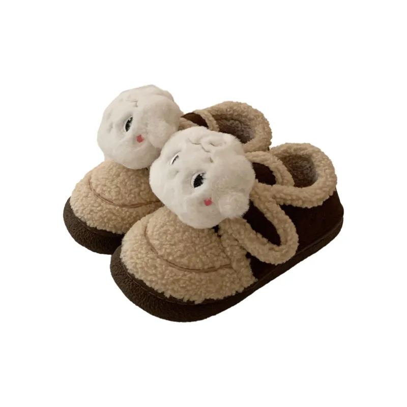 Thin Strips Cotton Home Slippers Women's, Light Brown-6