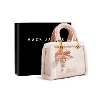 MACKJANICE Polyurethane Crossbody Handbags Women's Lambswool Embroidered Pink