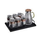 350ml Click-and-Play Accordion Cup X 6+Stand+Black Plate+Hammered Texture Doo Doo Pot 1800ml
