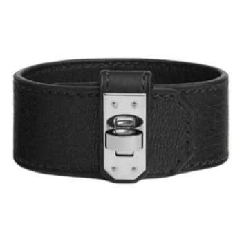 HERMES Goatskin, Metal Wristbands Women's Black