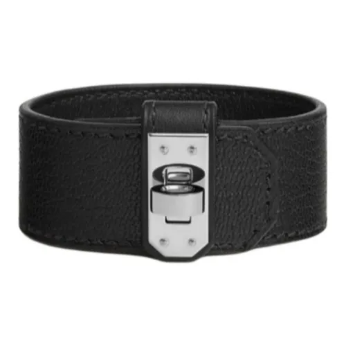 HERMES Goatskin, Metal Wristbands Women's Black