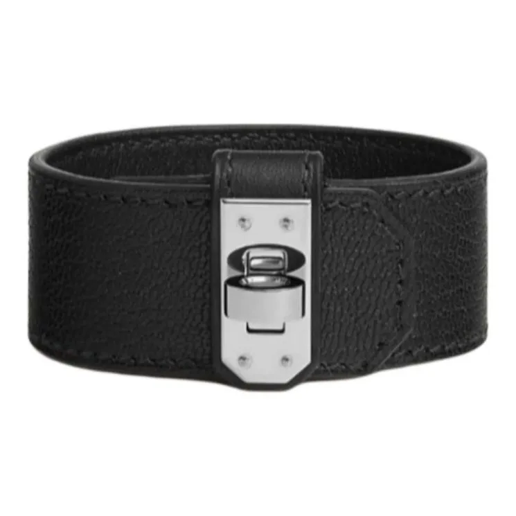 HERMES Goatskin, Metal Wristbands Women's Black-0