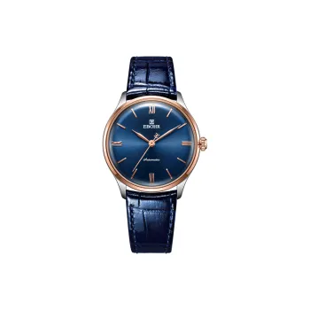 EBOHR Master Collection Mechanical Movement Genuine Leather Strap Watch Women's Watch Blue Dial