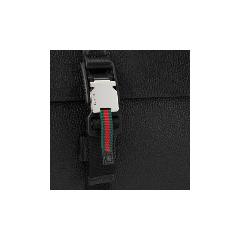 GUCCI Soft Grain Leather Clutch Medium Size Men's Black-5
