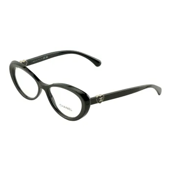 CHANEL Acetate Cat Eye Eyeglass Frames Women's Black