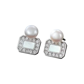 ZHENZHUAOMI Freshwater Pearl Stud Earrings Women's