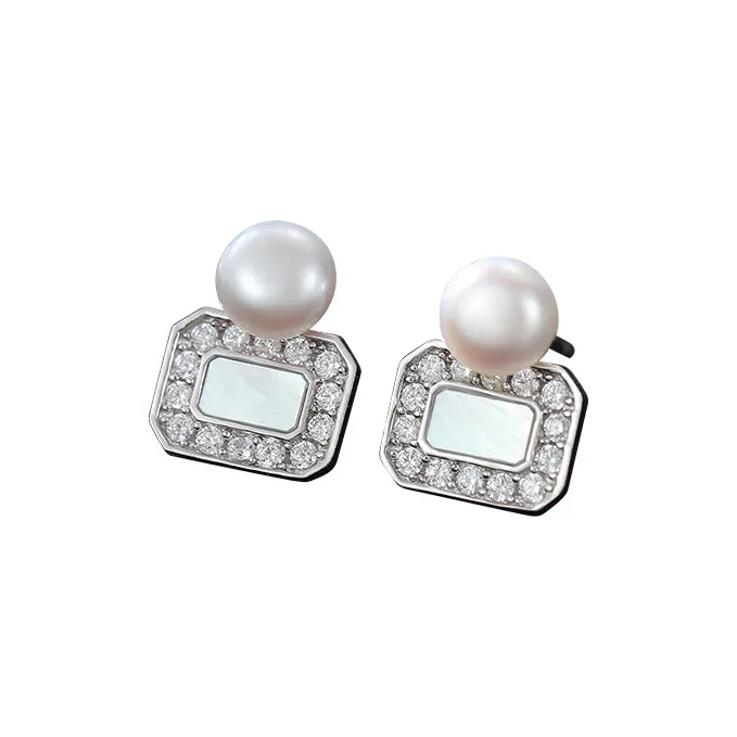 ZHENZHUAOMI Freshwater Pearl Stud Earrings Women's-0