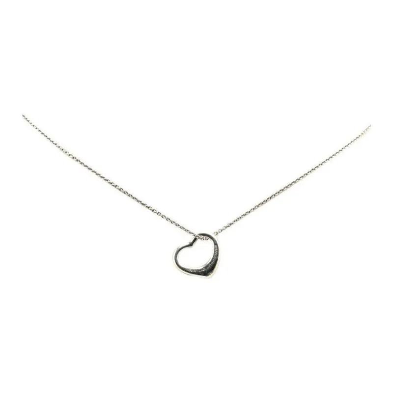 TIFFANY & CO. 20th Century Elsa Peretti Sterling Silver Open Heart Pendant Necklace-0