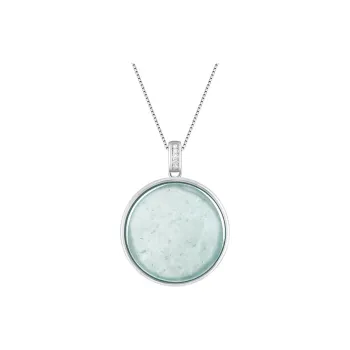 Long Fu Glutinous Jade Necklace S925 Sterling Silver Collarbone Chain For Valentine's Day Women's