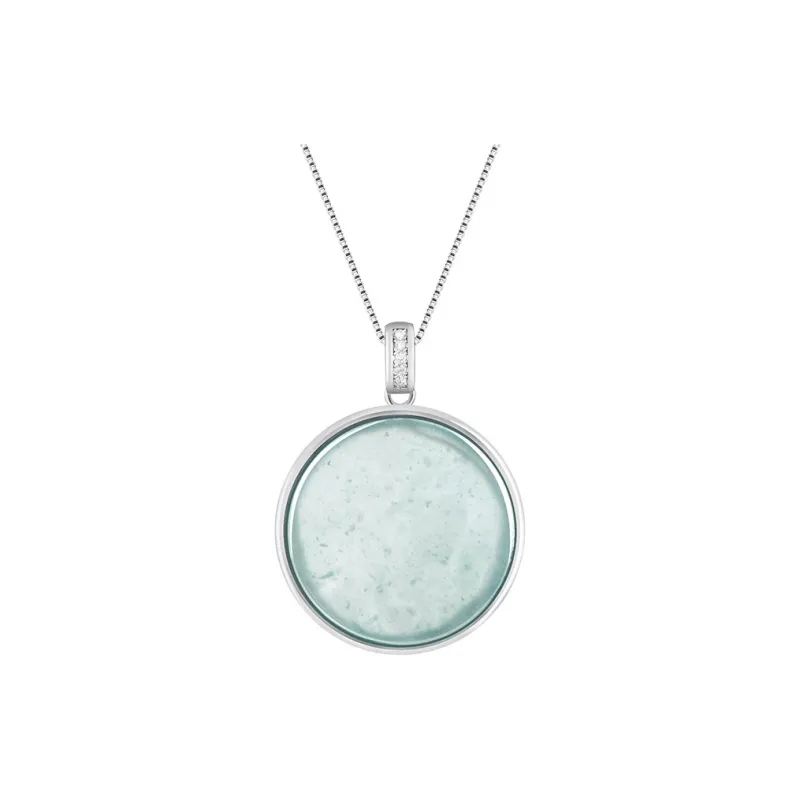 Long Fu Glutinous Jade Necklace S925 Sterling Silver Collarbone Chain For Valentine's Day Women's-0