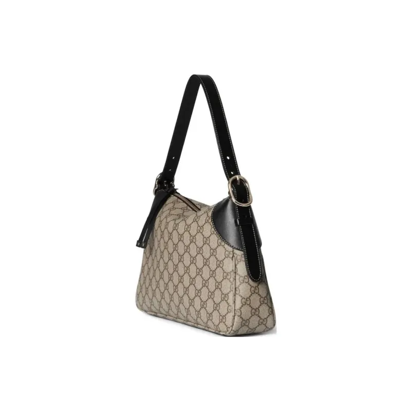 GUCCI Coated Fabric Handbag Shoulder Bag Small Size Women's Black & Dark Brown-2