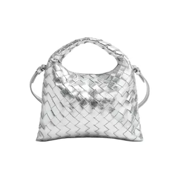 Bottega Veneta Sheepskin Shoulder Bag Crossbody Bag Handbag Mini Women's Silver