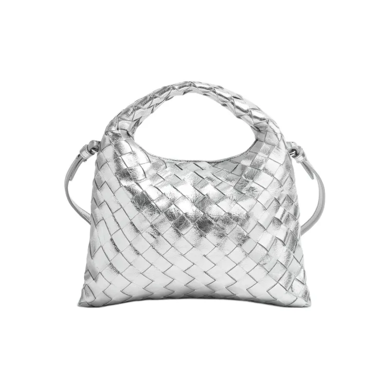 Bottega Veneta Sheepskin Shoulder Bag Crossbody Bag Handbag Mini Women's Silver-0