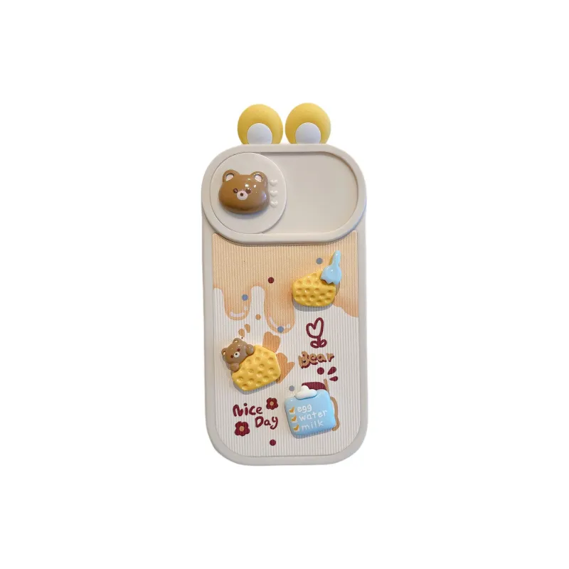 Sopi TPU Material Bear Cheese Pull Rope Phone Cases Compatible With IPhone 16/15 Pro Max/Apple 13/14 Pro Max/12-4
