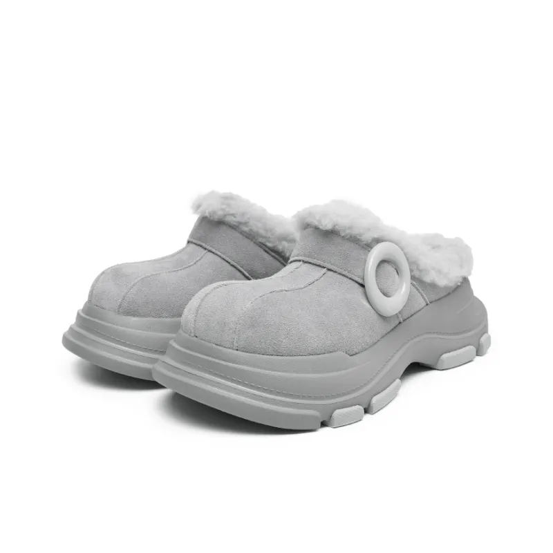 Angelmi Durable Warm Low Top Casual Shoes Unisex Gray Cotton-1