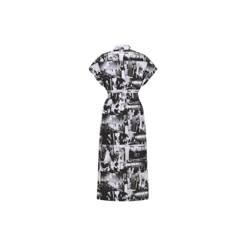 DIOR Mid Length Shirtdress Short Sleeved Dress Women's Black-1