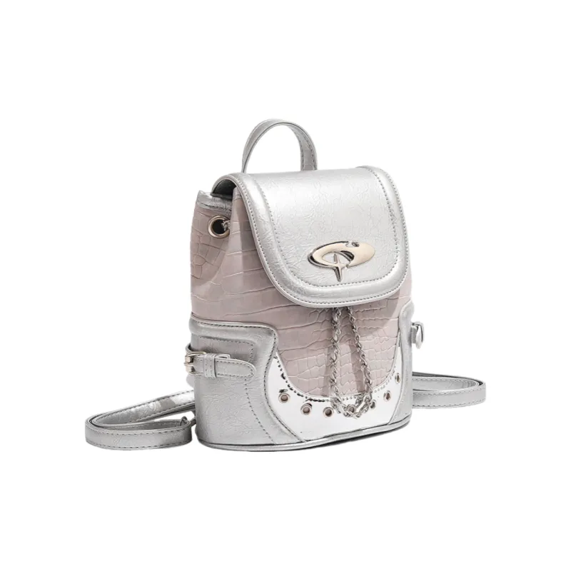 NOMK PU Handbag Backpack Regular Women's Dusty Pink/Classic Black-21