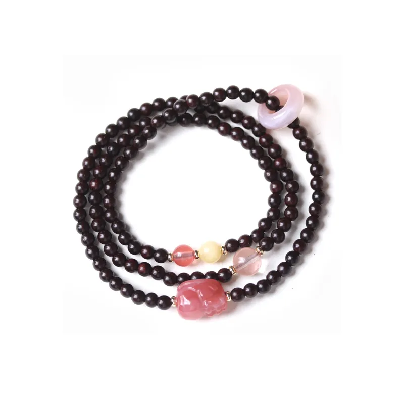LINKY Laboratory Small Leaf Red Sandalwood Precious Wood Bracelets Unisex-0