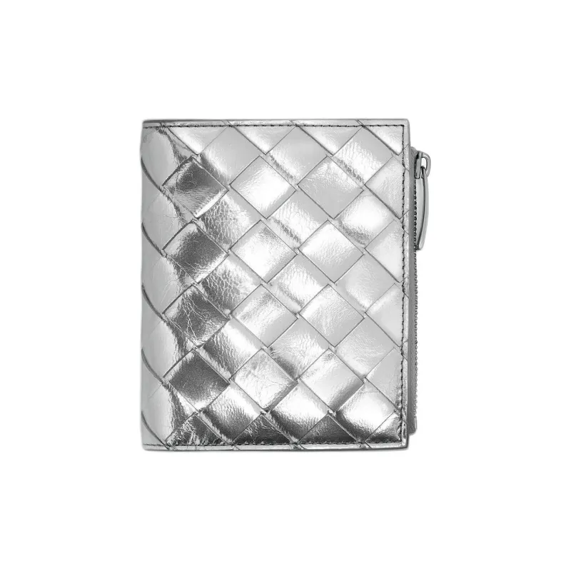 Bottega Veneta Cow Leather Wallet Small Size Women's Silver-0