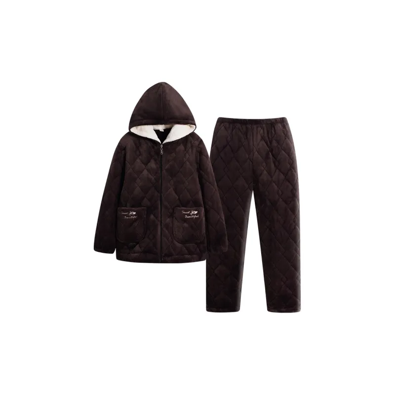 Sha Qian Pajama Set Women's Brown-0