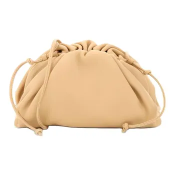 Bottega Veneta Calfskin Shoulder Bag, Cloud Bag, Clutch Mini Women's Apricot