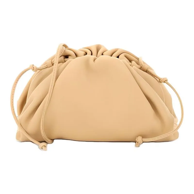 Bottega Veneta Calfskin Shoulder Bag, Cloud Bag, Clutch Mini Women's Apricot-0