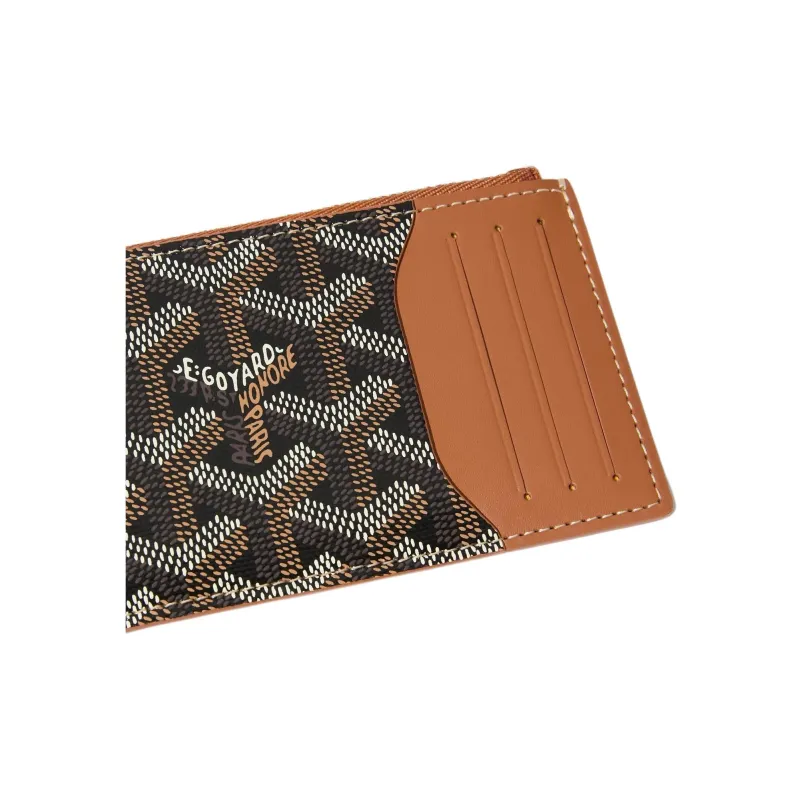 GOYARD Canvas With Calfskin Card Holder Unisex Brown & Black-2