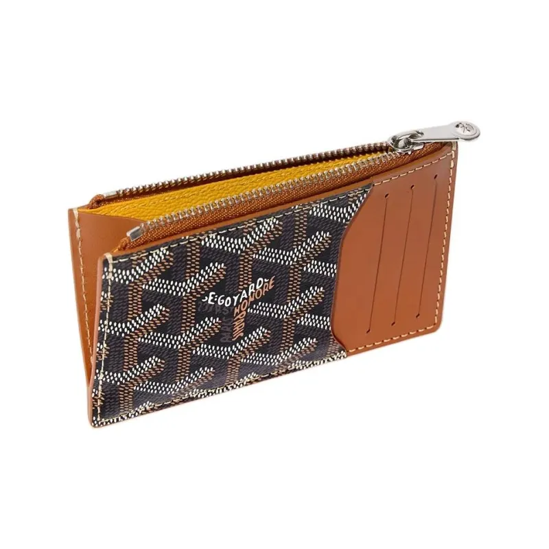 GOYARD Canvas With Calfskin Card Holder Unisex Brown & Black-1