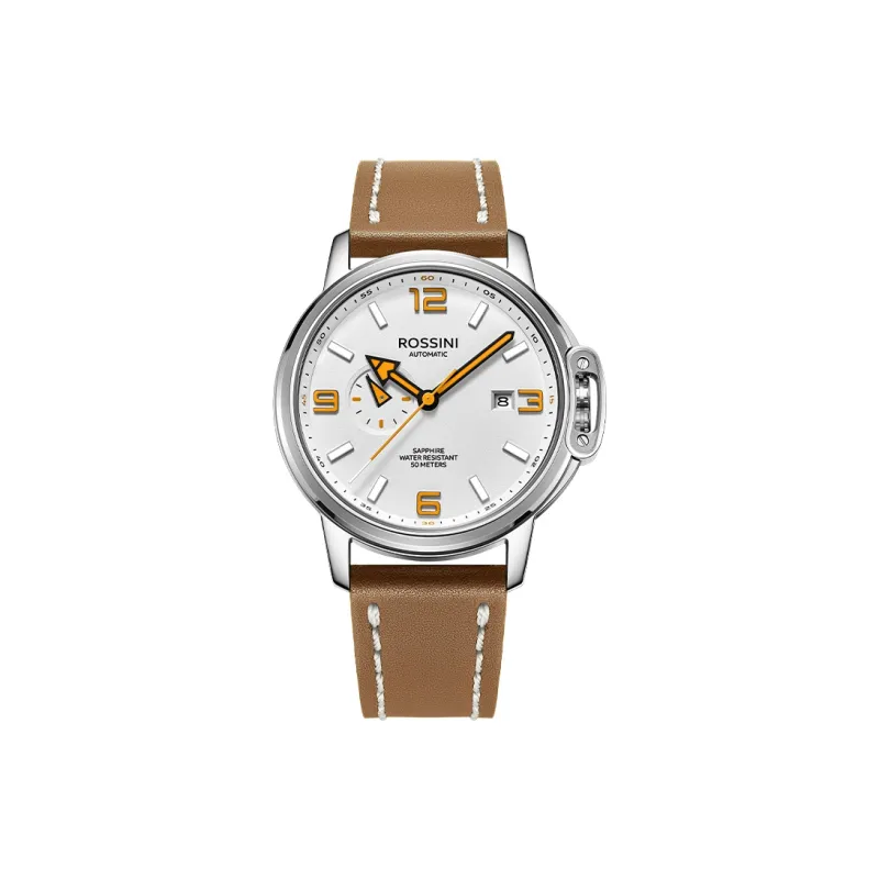 ROSSINI Designer Collection Mechanical Movement Cowhide Strap Watch Men's Watches Black Dial-9