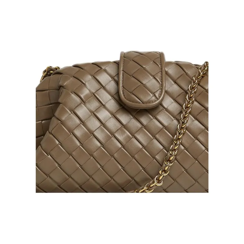 Bottega Veneta Sheepskin One Shoulder Clutch Women's Pinecone Brown-4