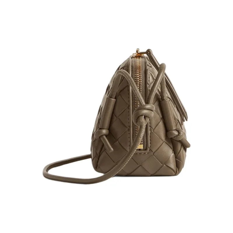 Bottega Veneta Sheepskin Handheld Shoulder Bag Women's Pinecone Brown-2