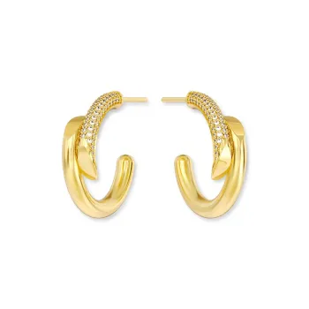 Mistova JEWELRY Eco Friendly Copper Gold Plated Inlaid Synthetic Zircon Starlight Orbit Hoop Earrings Women's