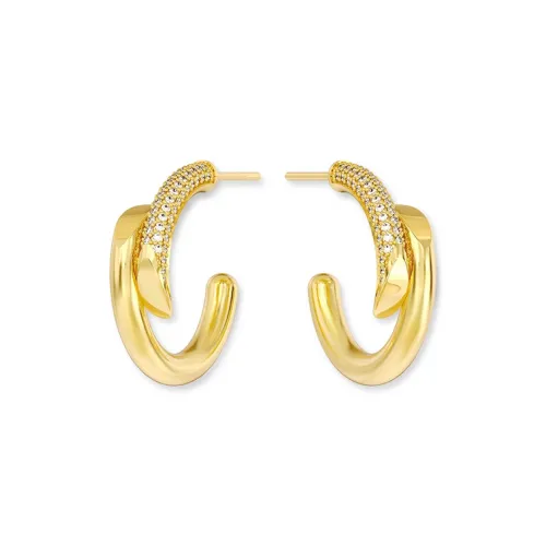 Mistova JEWELRY Eco Friendly Copper Gold Plated Inlaid Synthetic Zircon Starlight Orbit Hoop Earrings Women's