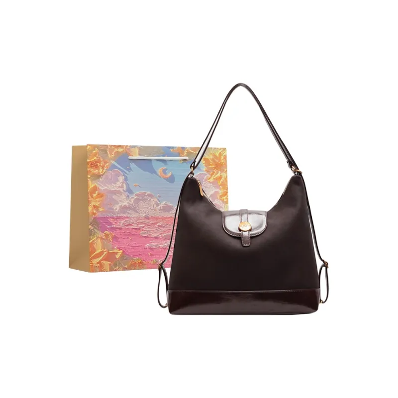 BRINCH PU Backpack On The Shoulder Women's Black/Khaki/Coffee-8