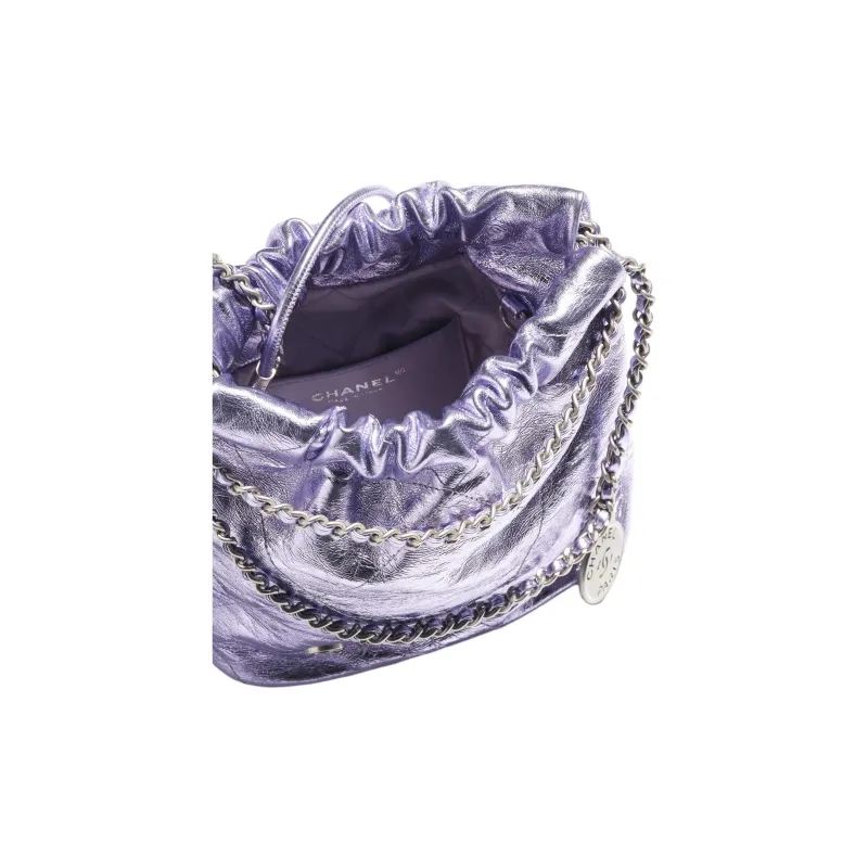 CHANEL Calfskin One Shoulder Handbag Mini Women's Purple-3