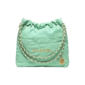 CHANEL Washed Denim Handbag Mini Women's Turquoise