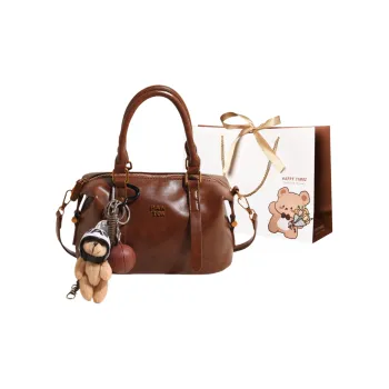 ERANGBEAR PU Boston Bag Handbag Shoulder Bag Crossbody Bag Women's Brown/Black/Coffee