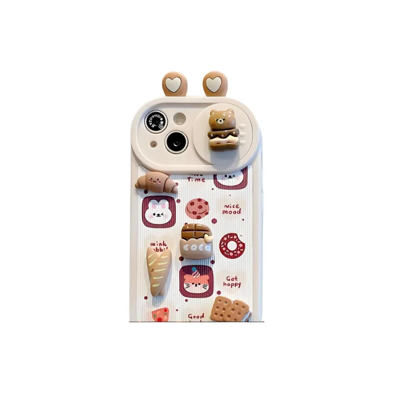 Sopi TPU Material Push Window 3D Effect Bear Phone Cases Compatible With IPhone 16/15 Pro Max/Apple 13/14 Pro Max/12-1