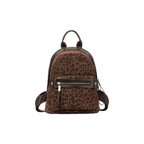 ROBERTA DI CAMERINO Fabric Backpack Regular Women's Leopard Brown