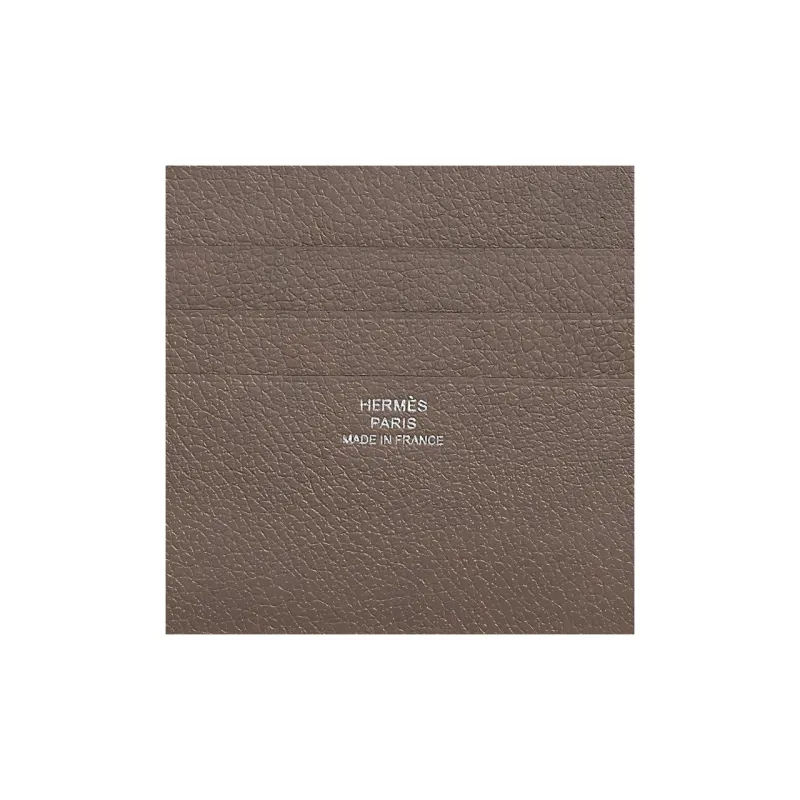 HERMES Evercolor Calfskin Card Holder Women's 18 Etoupe Elephant Gray-2