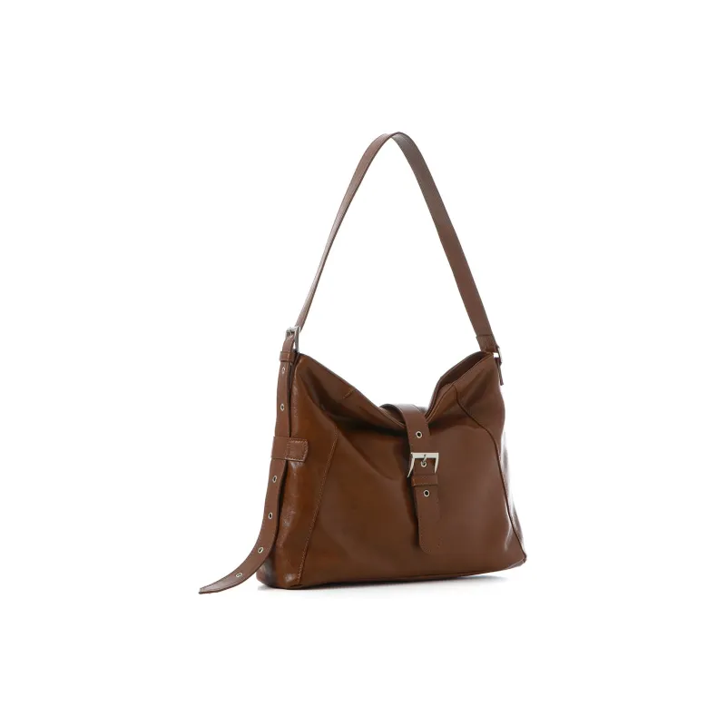 SQUARE Line Artificial Leather Casual HOBO Shoulder Bag Medium Size Women's-7
