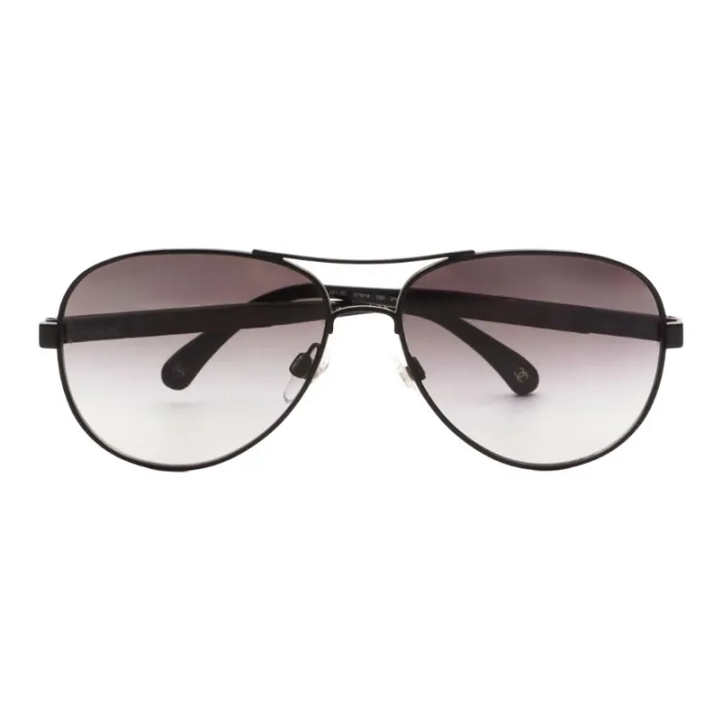 CHANEL Metal Plastic Aviator Sunglasses Women's Black-1