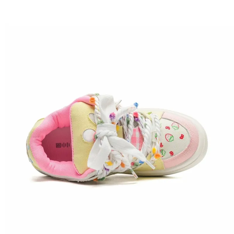 Circle Small Cushioned Wear-Resistant Lightweight Height Increasing Low-Top Skateboard Shoes Women's Box Included-4
