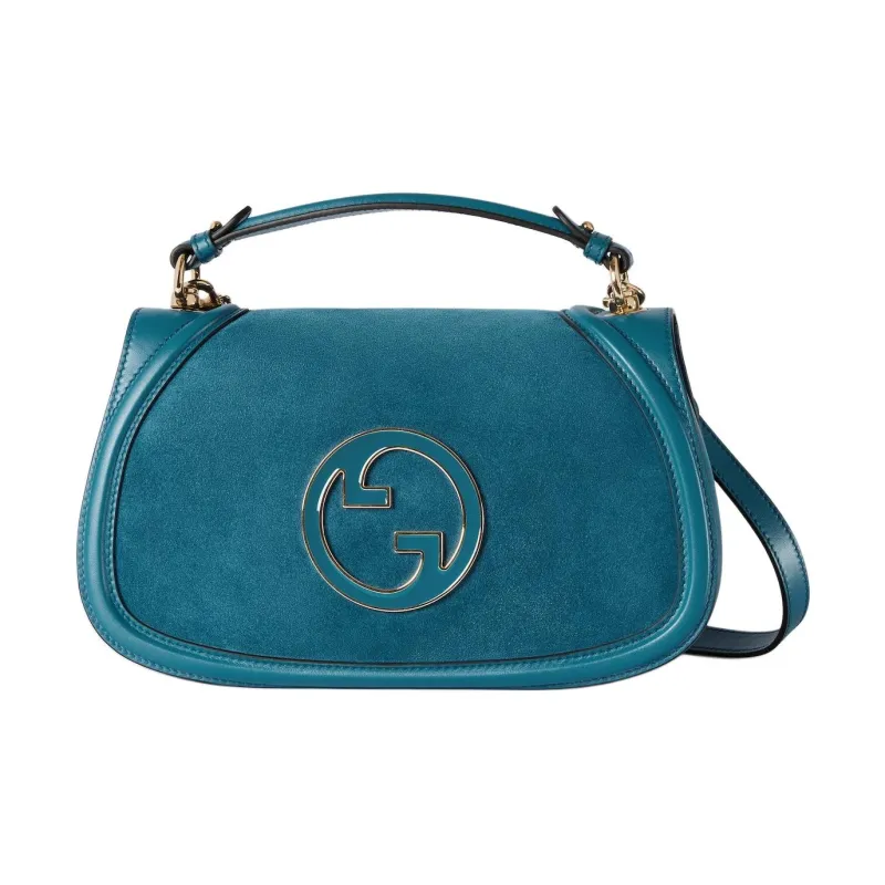 GUCCI Blondie Suede Shoulder Bag Crossbody Bag Handbag Medium Size Women's Blue-0