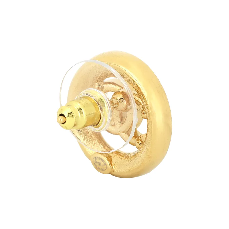 CHANEL Metal Stud Earrings Women's White-2
