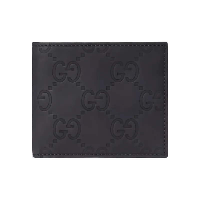 GUCCI Rubber Leather Wallet Men's Black-0