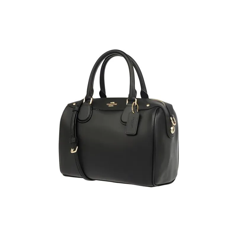 COACH Bennett Leather One Shoulder Boston Bag, Crossbody Handbag Small Size Women's Black-2